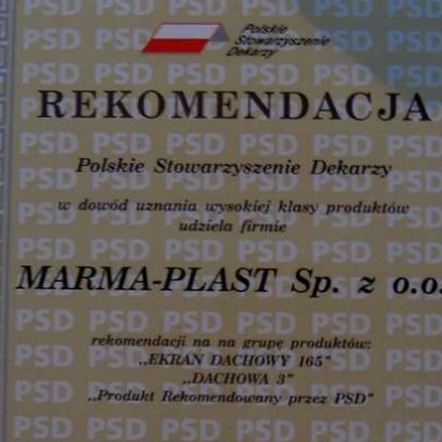 Prestiżowa Rekomendacja Polskiego Stowarzyszenia Dekarzy